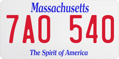 MA license plate 7AO540