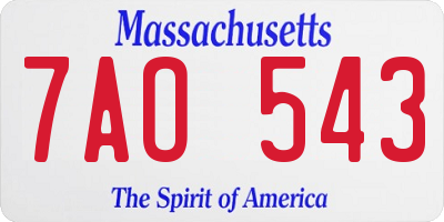 MA license plate 7AO543