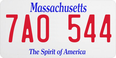 MA license plate 7AO544