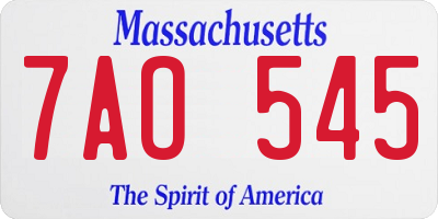 MA license plate 7AO545