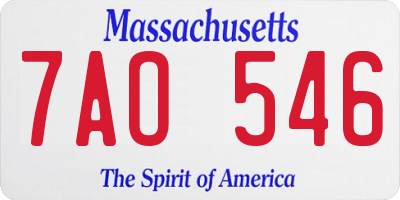 MA license plate 7AO546