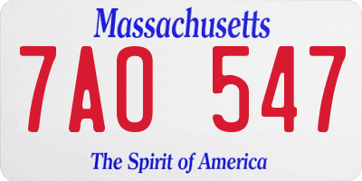 MA license plate 7AO547