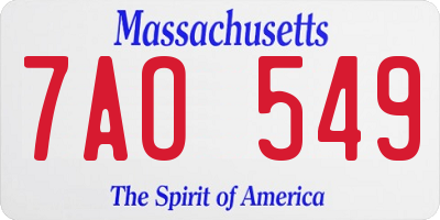 MA license plate 7AO549