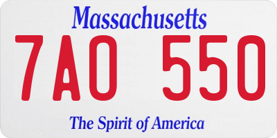 MA license plate 7AO550