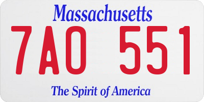 MA license plate 7AO551