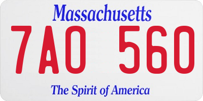 MA license plate 7AO560