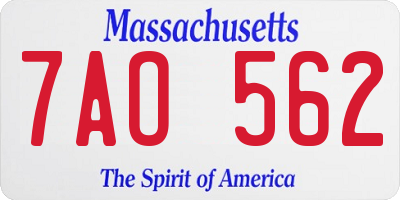 MA license plate 7AO562