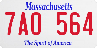 MA license plate 7AO564