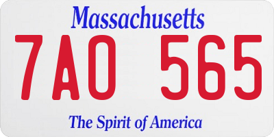 MA license plate 7AO565