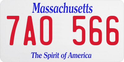 MA license plate 7AO566