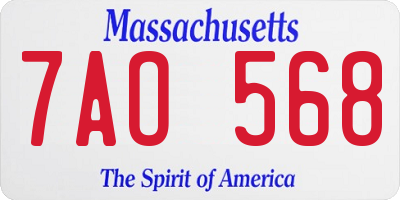 MA license plate 7AO568