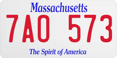 MA license plate 7AO573
