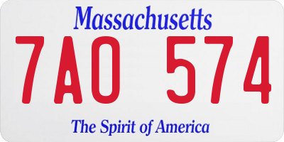 MA license plate 7AO574