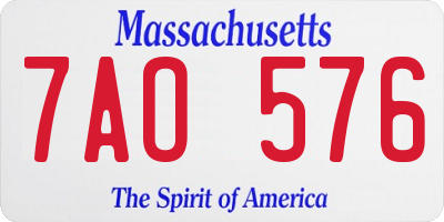 MA license plate 7AO576