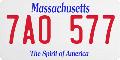MA license plate 7AO577