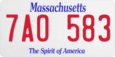 MA license plate 7AO583