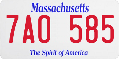 MA license plate 7AO585