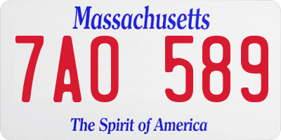 MA license plate 7AO589