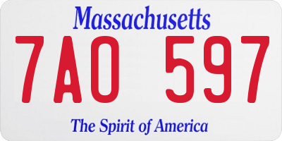 MA license plate 7AO597