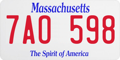 MA license plate 7AO598