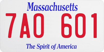 MA license plate 7AO601