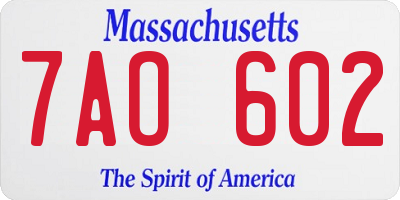 MA license plate 7AO602