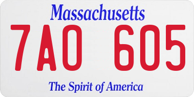 MA license plate 7AO605