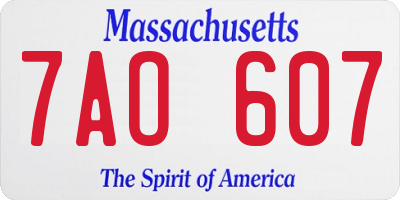 MA license plate 7AO607