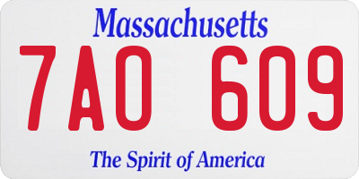 MA license plate 7AO609
