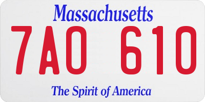 MA license plate 7AO610