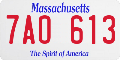 MA license plate 7AO613