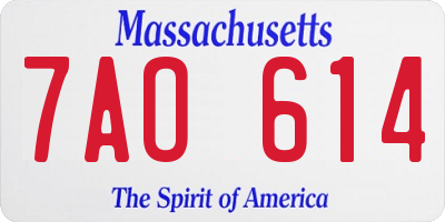 MA license plate 7AO614