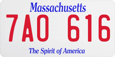 MA license plate 7AO616