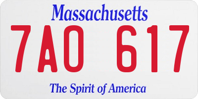 MA license plate 7AO617