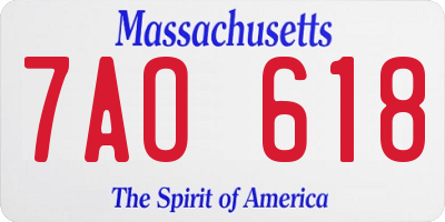 MA license plate 7AO618