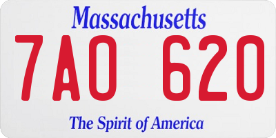 MA license plate 7AO620