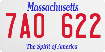 MA license plate 7AO622