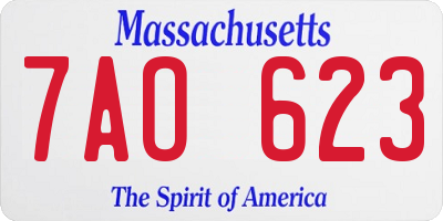 MA license plate 7AO623