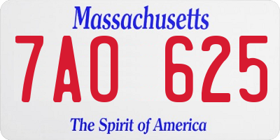 MA license plate 7AO625