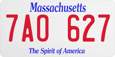 MA license plate 7AO627