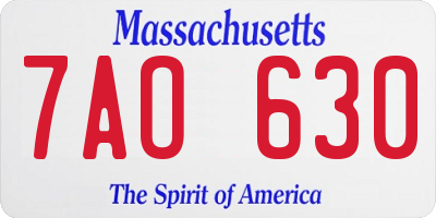 MA license plate 7AO630