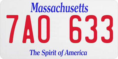 MA license plate 7AO633