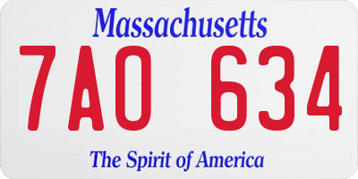MA license plate 7AO634
