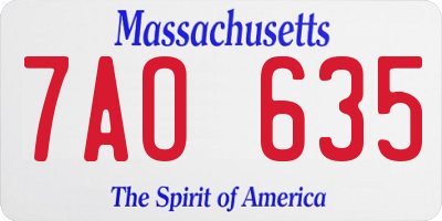 MA license plate 7AO635