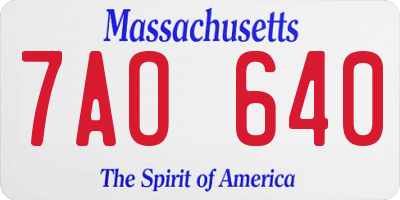 MA license plate 7AO640