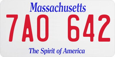 MA license plate 7AO642