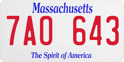 MA license plate 7AO643