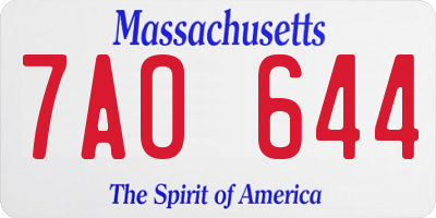MA license plate 7AO644