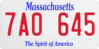 MA license plate 7AO645