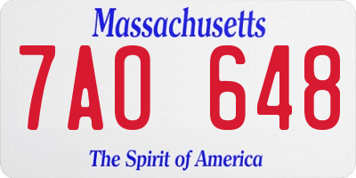 MA license plate 7AO648